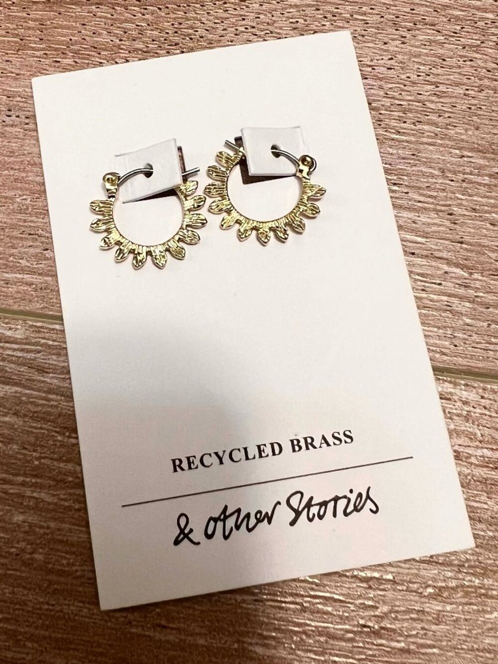 NEW! $55 & Other Stories Sunburst Gold Brass Huggie Hoop Earrings